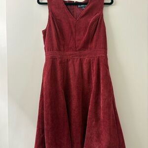 Modcloth Red Corduroy Midi Dress